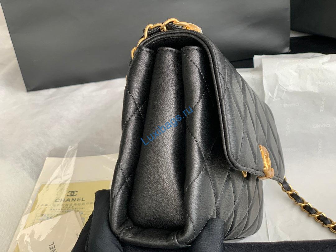 Chanel Small Flap Bag Lambskin AS3240 Black | chanel as3240 small flap bag lambskin black 5