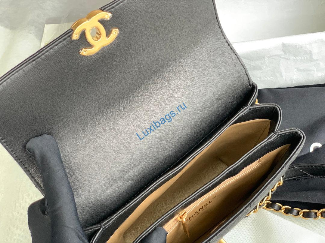 Chanel Small Flap Bag Lambskin AS3240 Black | chanel as3240 small flap bag lambskin black 8