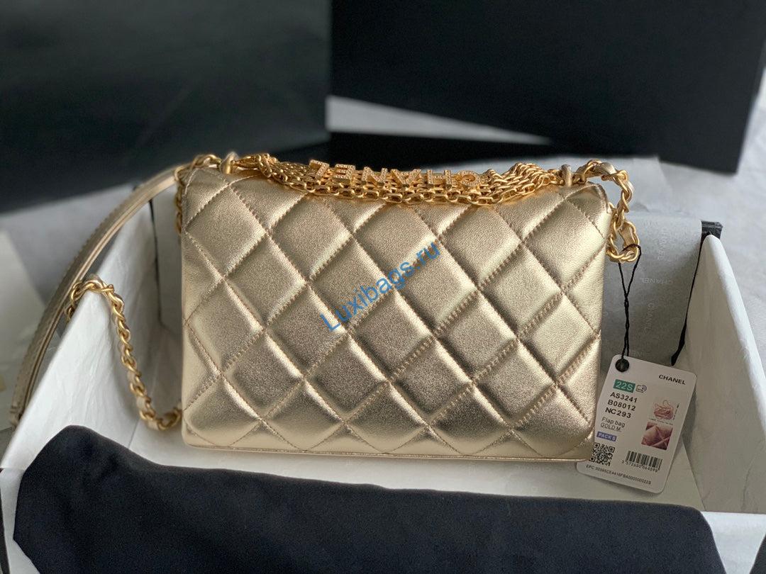 Chanel Small Flap Bag Lambskin AS3241 Gold | chanel as3241 small flap bag lambskin gold 3
