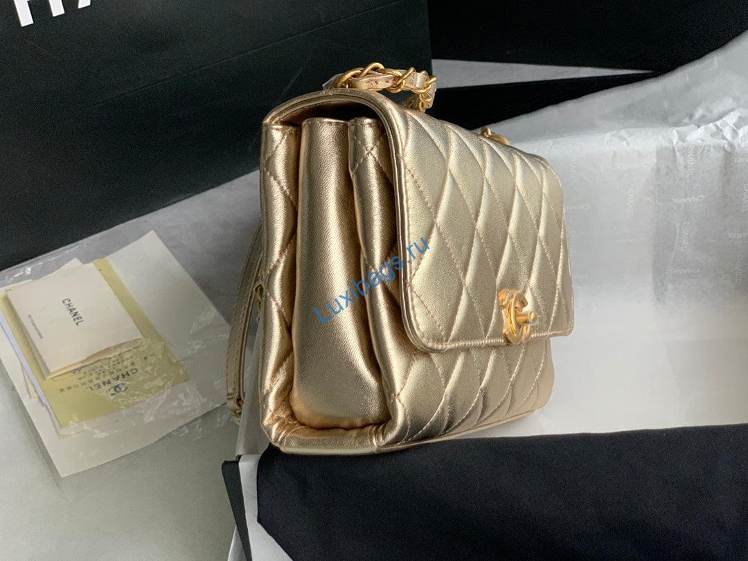 Chanel Small Flap Bag Lambskin AS3241 Gold | chanel as3241 small flap bag lambskin gold 4