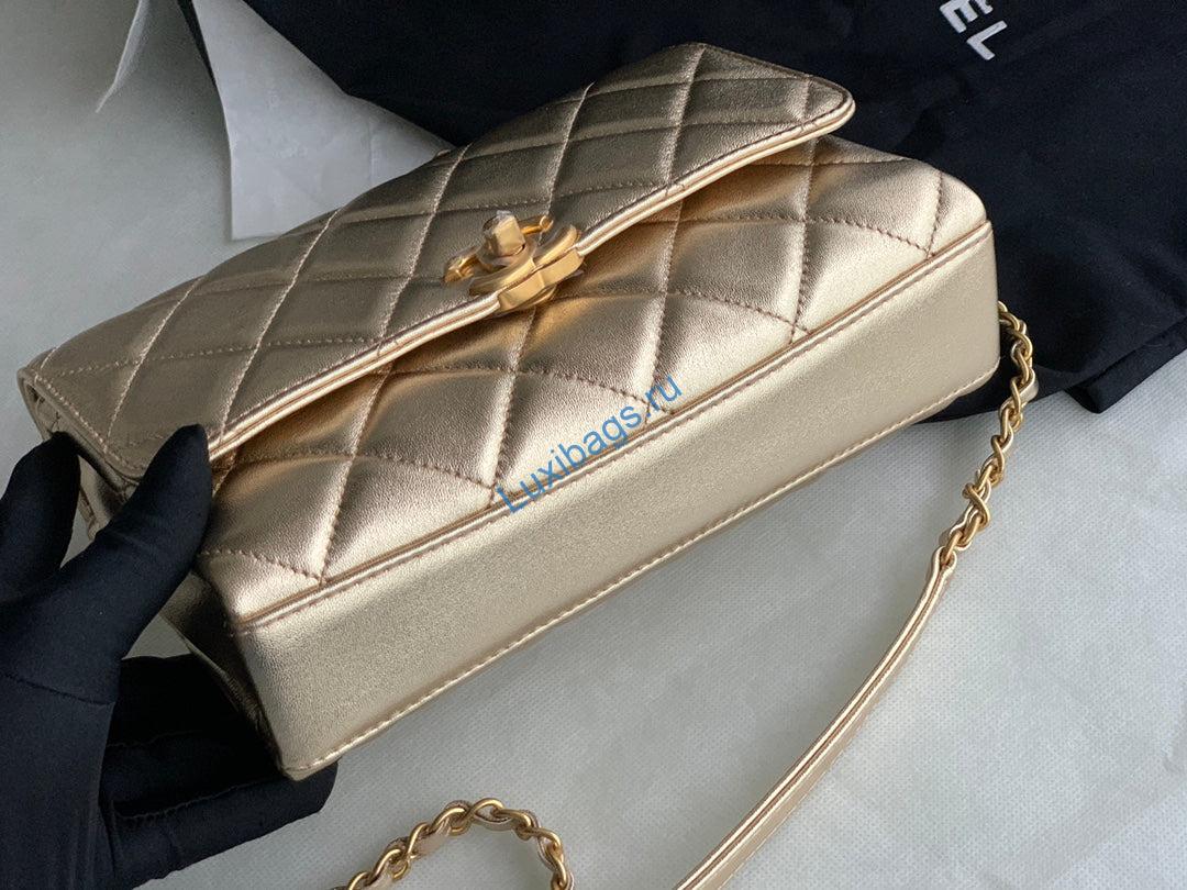 Chanel Small Flap Bag Lambskin AS3241 Gold | chanel as3241 small flap bag lambskin gold 5
