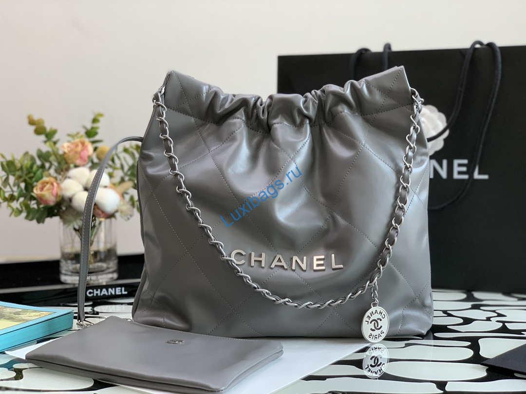 Chanel AS3260 22 Small Handbag Metallic Calfskin Gray Metal | chanel as3260 22 small handbag metallic calfskin 011