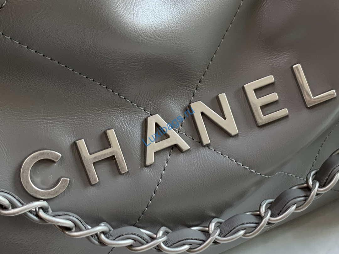 Chanel AS3260 22 Small Handbag Metallic Calfskin Gray Metal | chanel as3260 22 small handbag metallic calfskin 012