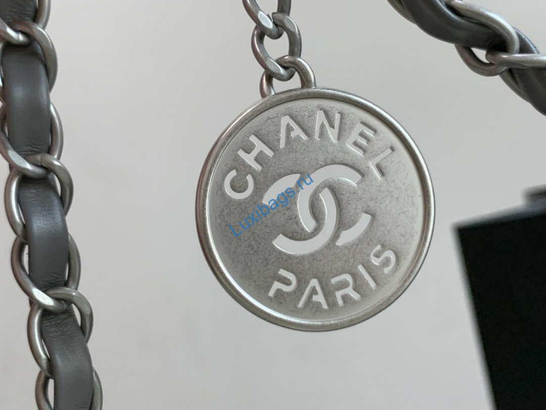 Chanel AS3260 22 Small Handbag Metallic Calfskin Gray Metal | chanel as3260 22 small handbag metallic calfskin 013