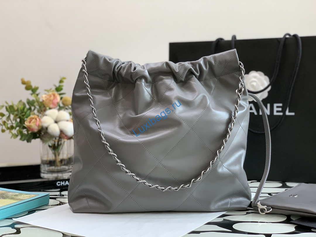 Chanel AS3260 22 Small Handbag Metallic Calfskin Gray Metal | chanel as3260 22 small handbag metallic calfskin 016