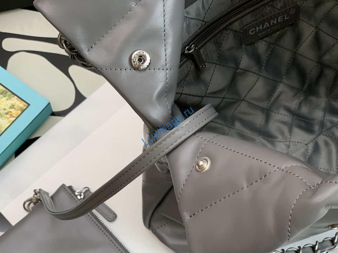 Chanel AS3260 22 Small Handbag Metallic Calfskin Gray Metal | chanel as3260 22 small handbag metallic calfskin 017