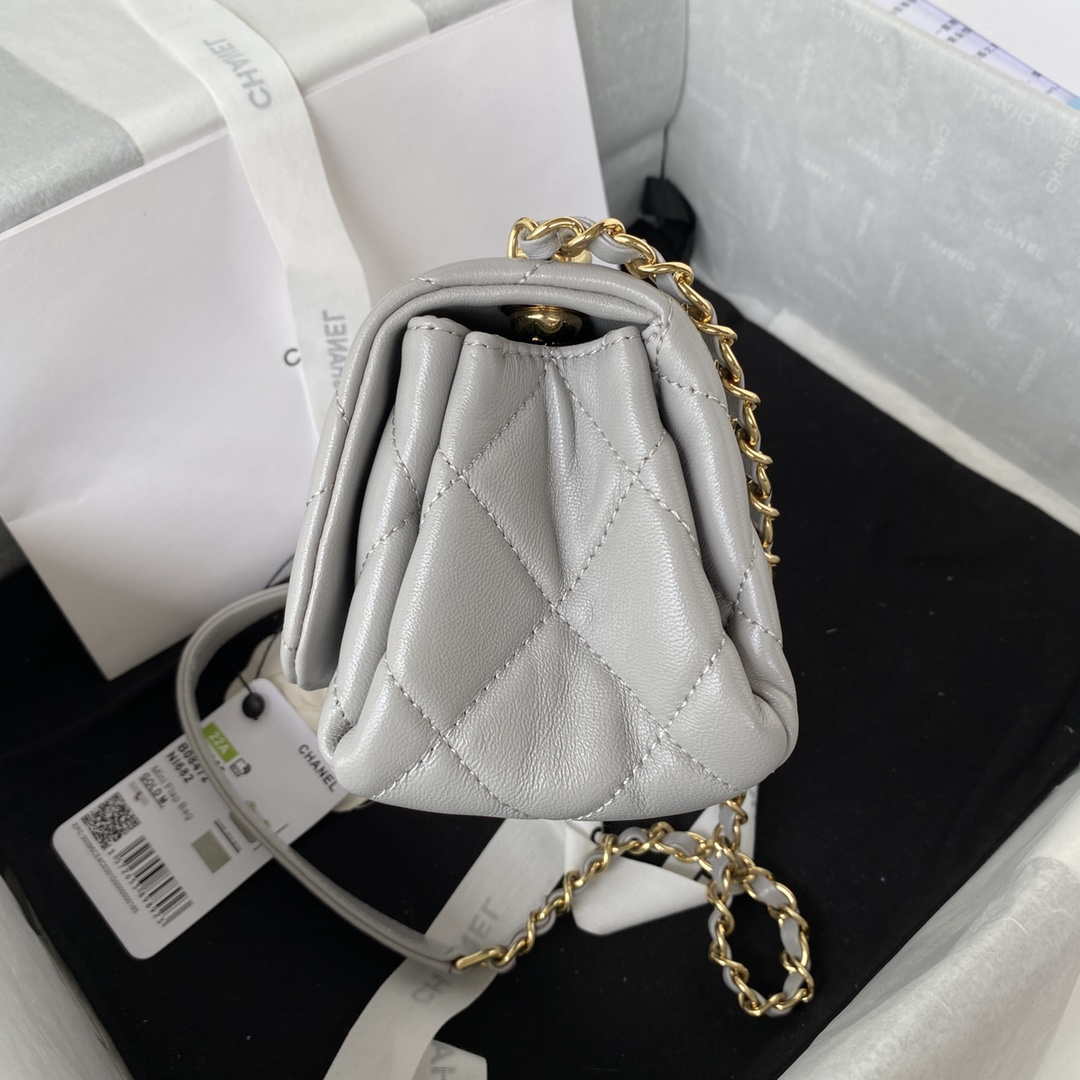 Chanel AS3365 Mini Flap Bag 17cm Lambskin Gray | chanel as3365 mini flap bag 17cm lambskin gray 005