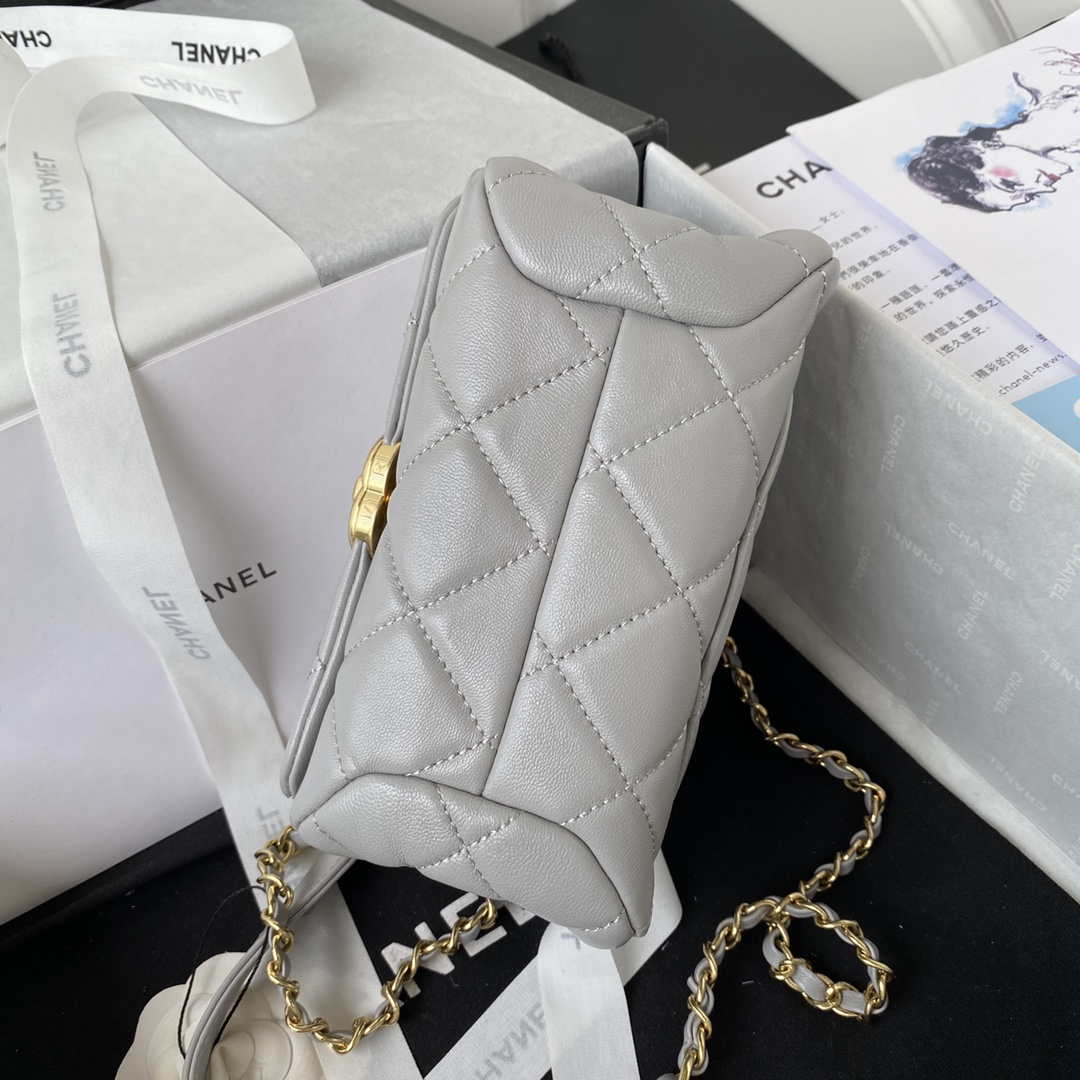 Chanel AS3365 Mini Flap Bag 17cm Lambskin Gray | chanel as3365 mini flap bag 17cm lambskin gray 006