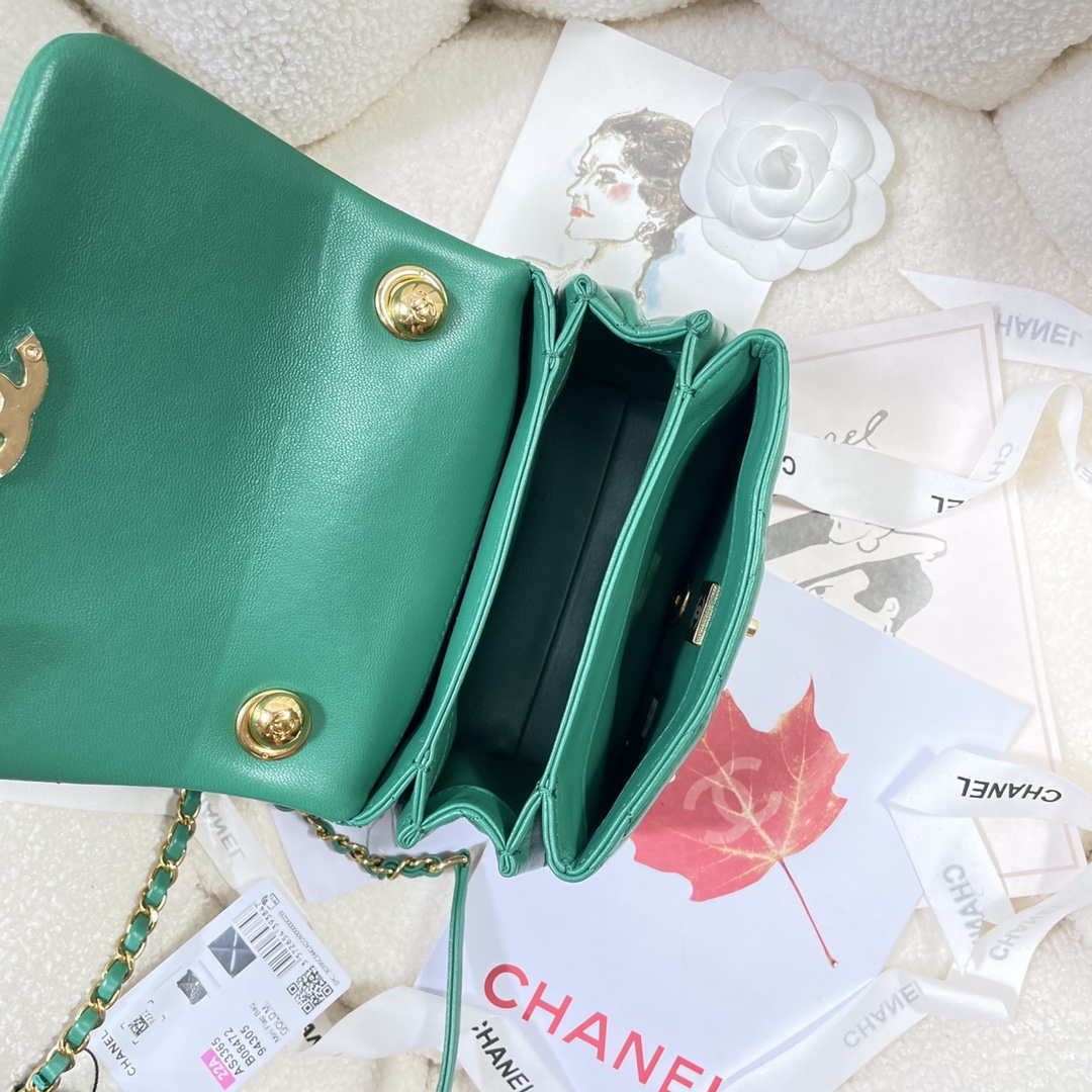 Chanel AS3365 Mini Flap Bag 17cm Lambskin Green | chanel as3365 mini flap bag 17cm lambskin green 008