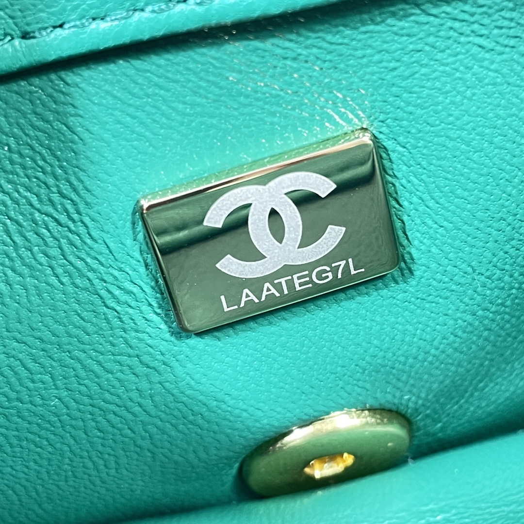 Chanel AS3365 Mini Flap Bag 17cm Lambskin Green | chanel as3365 mini flap bag 17cm lambskin green 009
