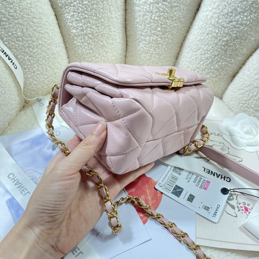 Chanel AS3365 Mini Flap Bag 17cm Lambskin Pink | chanel as3365 mini flap bag 17cm lambskin pink 003
