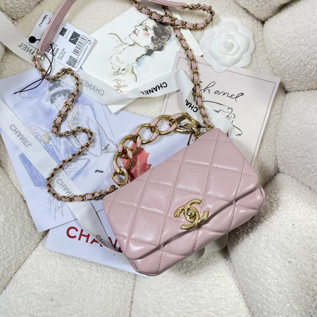 Chanel AS3365 Mini Flap Bag 17cm Lambskin Pink | chanel as3365 mini flap bag 17cm lambskin pink 005