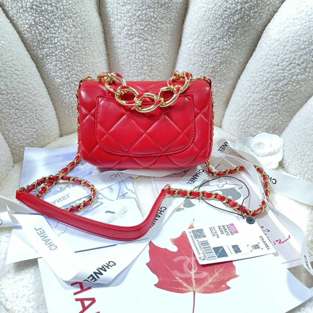 Chanel AS3365 Mini Flap Bag 17cm Lambskin Red | chanel as3365 mini flap bag 17cm lambskin red 002
