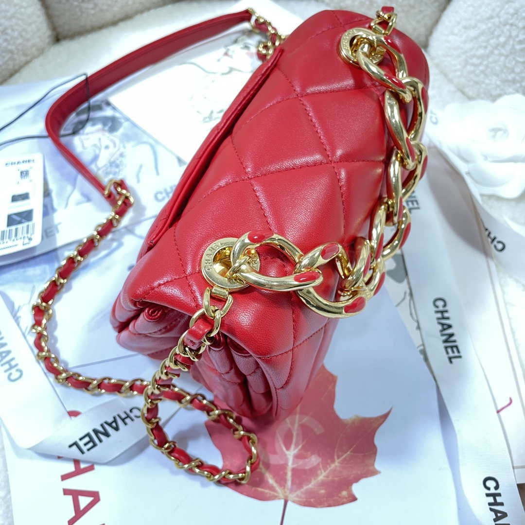 Chanel AS3365 Mini Flap Bag 17cm Lambskin Red | chanel as3365 mini flap bag 17cm lambskin red 004