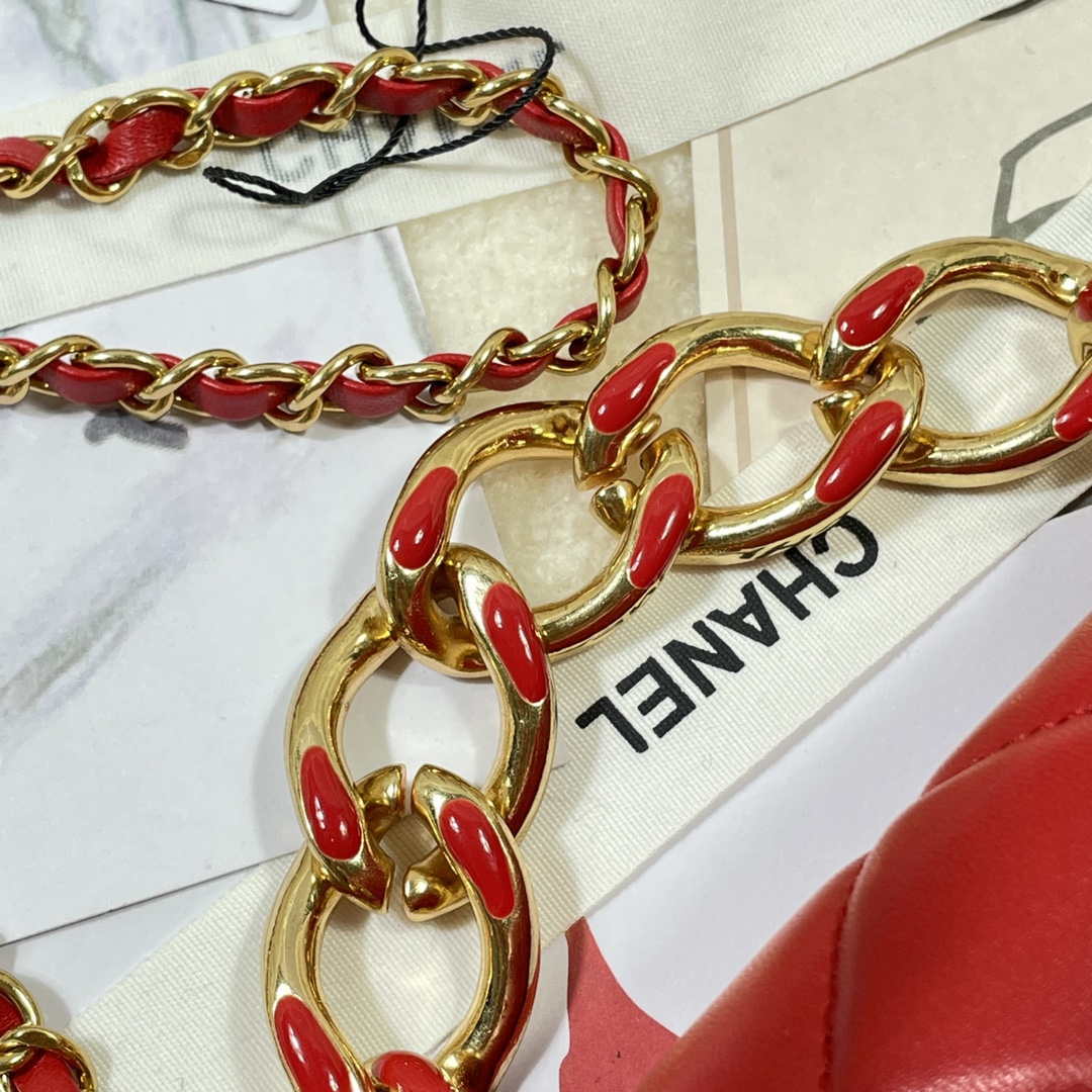 Chanel AS3365 Mini Flap Bag 17cm Lambskin Red | chanel as3365 mini flap bag 17cm lambskin red 006