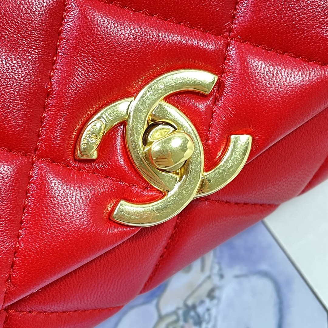 Chanel AS3365 Mini Flap Bag 17cm Lambskin Red | chanel as3365 mini flap bag 17cm lambskin red 007