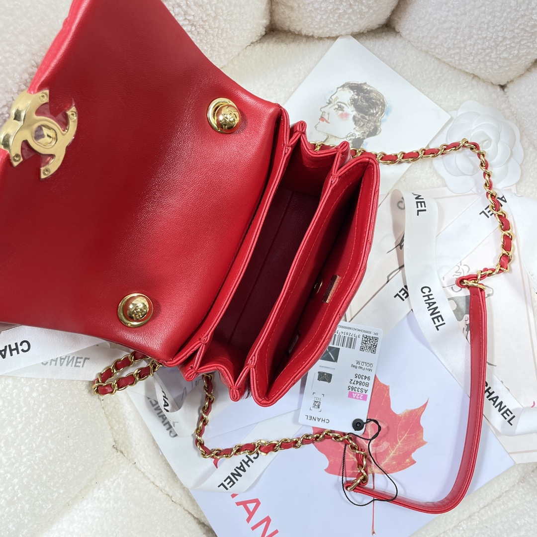 Chanel AS3365 Mini Flap Bag 17cm Lambskin Red | chanel as3365 mini flap bag 17cm lambskin red 008