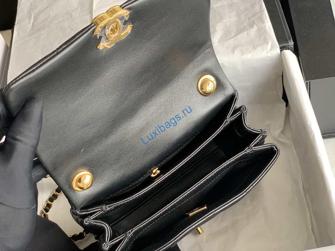 Chanel AS3366 Flap Bag 20cm Lambskin Black | chanel as3366 mini flap bag 20cm lambskin 008
