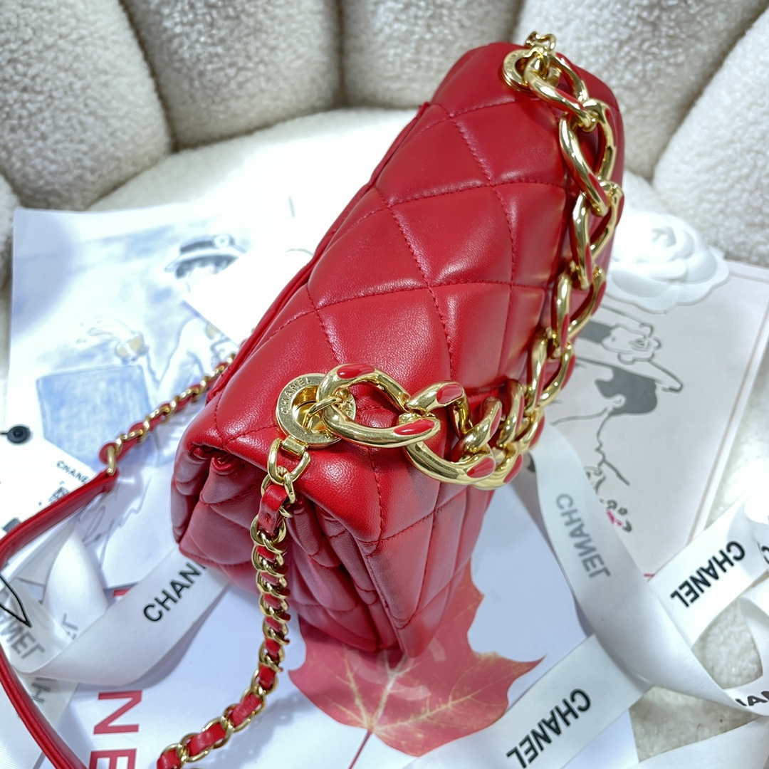 Chanel AS3366 Flap Bag 20cm Lambskin Red | chanel as3366 mini flap bag 20cm lambskin 022