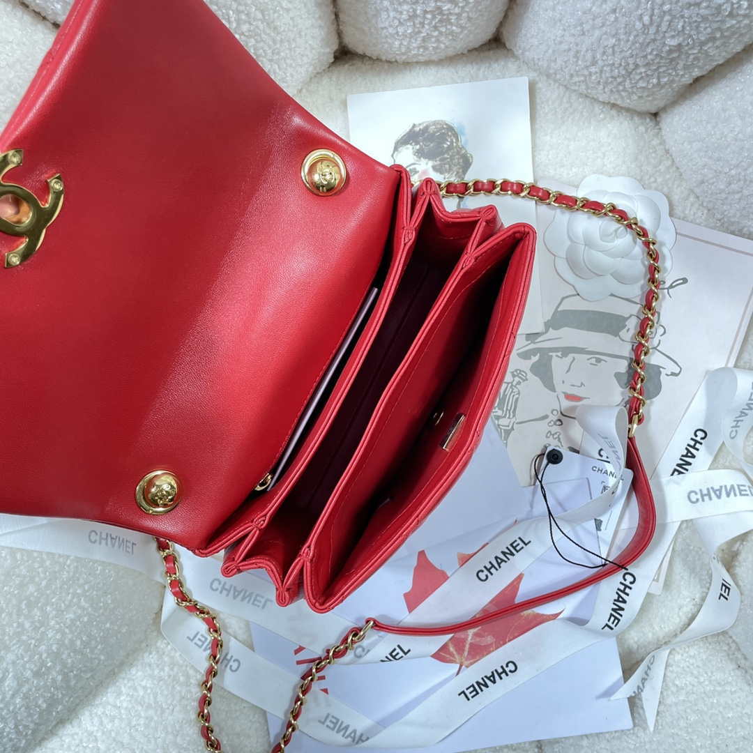 Chanel AS3366 Flap Bag 20cm Lambskin Red | chanel as3366 mini flap bag 20cm lambskin 026
