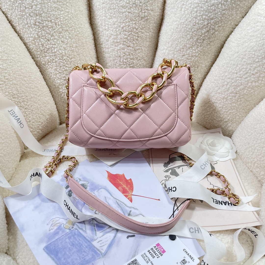 Chanel AS3366 Flap Bag 20cm Lambskin Pink | chanel as3366 mini flap bag 20cm lambskin 047