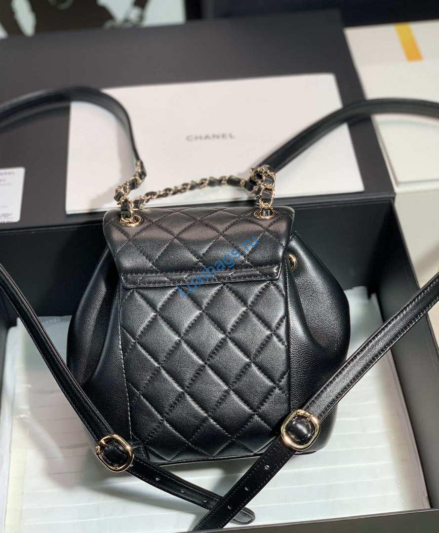 Chanel Backpack Duma Black Lambskin CC AS2908 Gold | chanel backpack duma black lambskin cc as2908 gold 002