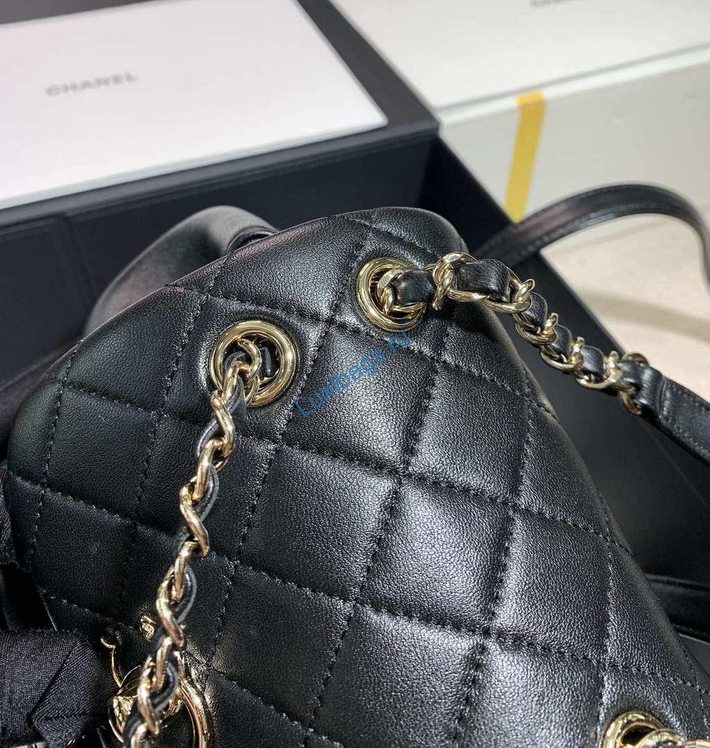 Chanel Backpack Duma Black Lambskin CC AS2908 Gold | chanel backpack duma black lambskin cc as2908 gold 004