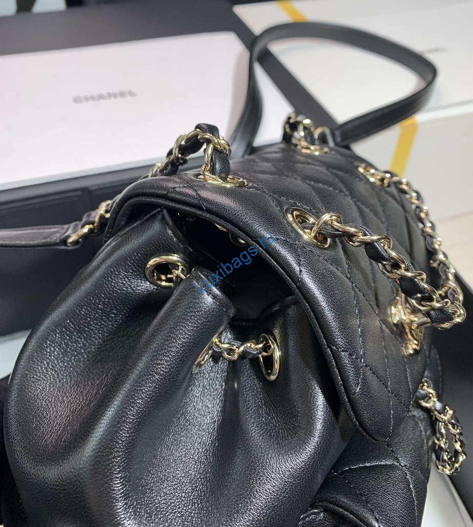 Chanel Backpack Duma Black Lambskin CC AS2908 Gold | chanel backpack duma black lambskin cc as2908 gold 007
