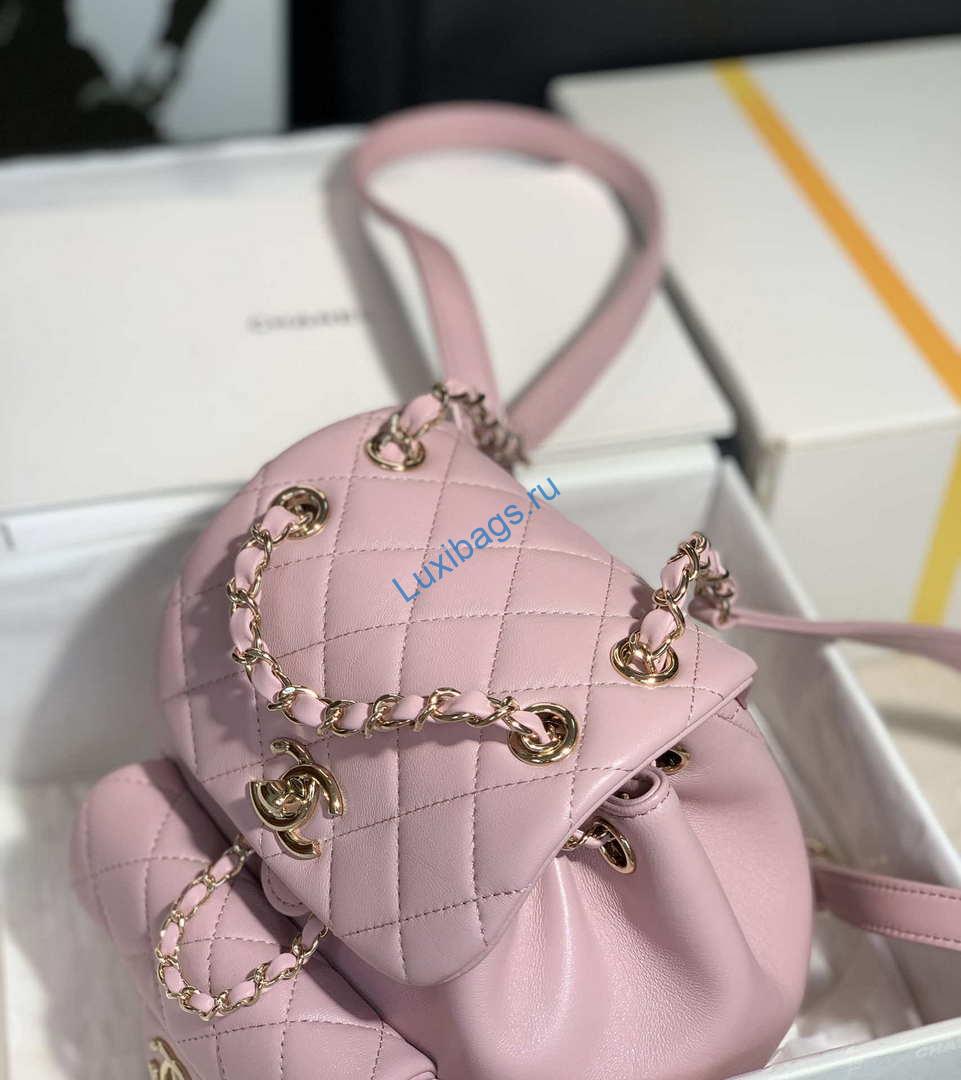 Chanel Backpack Duma Pink Lambskin CC AS2908 Gold | chanel backpack duma pink lambskin cc as2908 gold 004