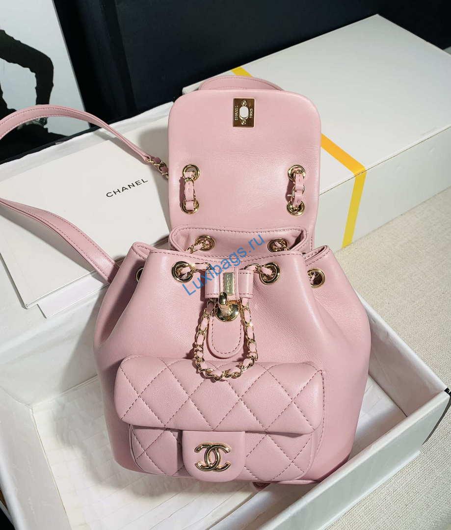 Chanel Backpack Duma Pink Lambskin CC AS2908 Gold | chanel backpack duma pink lambskin cc as2908 gold 008