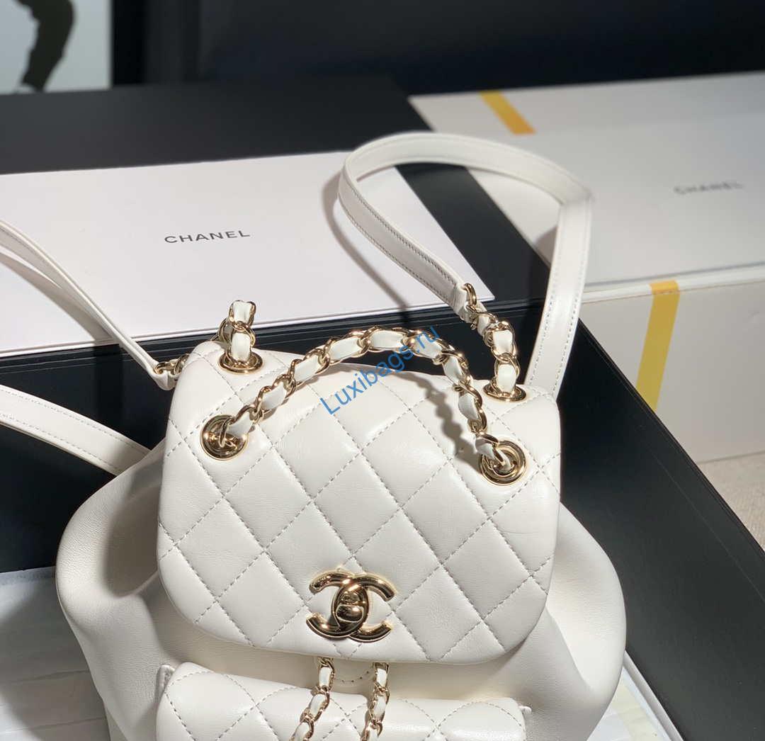 Chanel Backpack Duma White Lambskin CC AS2908 Gold | chanel backpack duma white lambskin cc as2908 gold 006