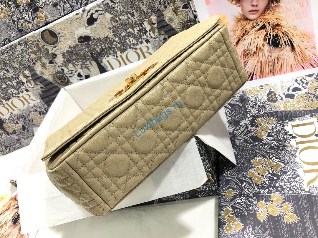Dior M9243 Large Caro Bag Calfskin Apricot | dior large quilted macrocannage m9243 calfskin apricot 3