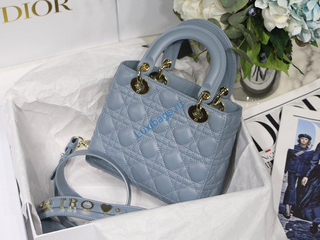 Dior Small Lady My ABCDior Bag Lambskin M0538 logo blue | dior m0538 small lady my abcdior bag lambskin logo blue 6
