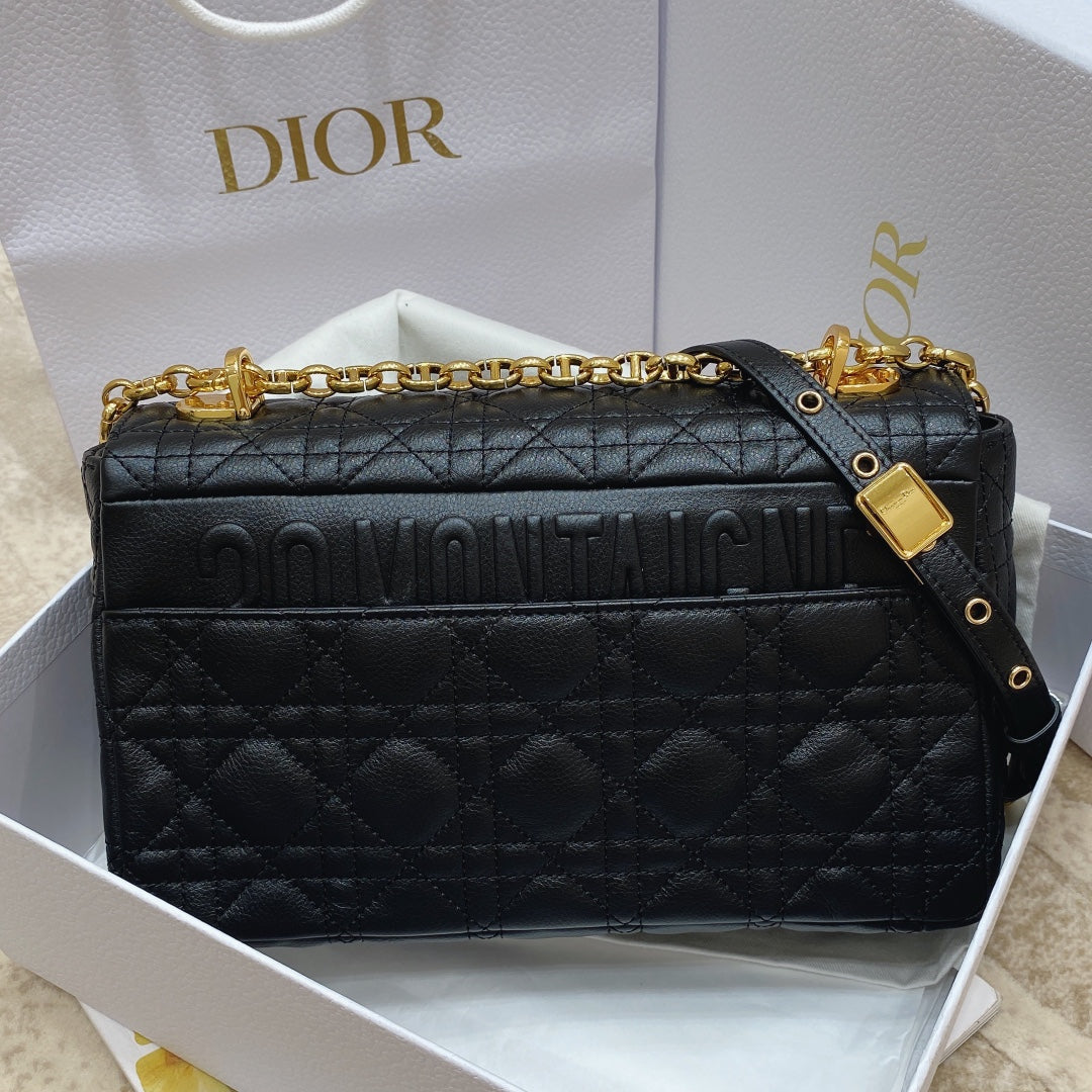 Dior Medium Caro Bag Calfskin M9242 Black | dior m9242 medium caro bag calfskin 30