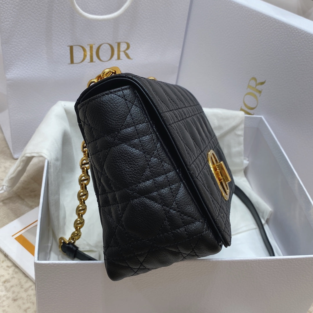 Dior Medium Caro Bag Calfskin M9242 Black | dior m9242 medium caro bag calfskin 32