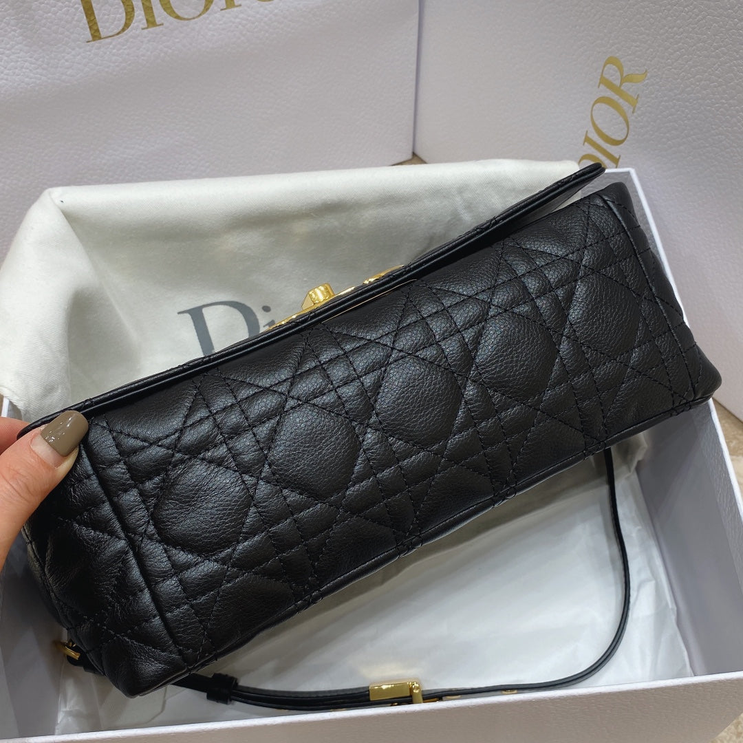 Dior Medium Caro Bag Calfskin M9242 Black | dior m9242 medium caro bag calfskin 33