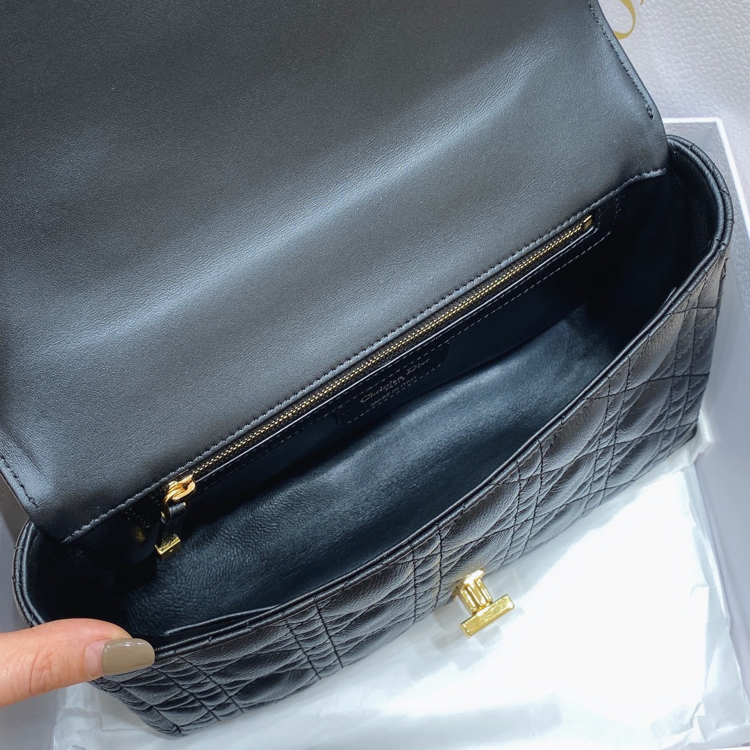 Dior Medium Caro Bag Calfskin M9242 Black | dior m9242 medium caro bag calfskin 35