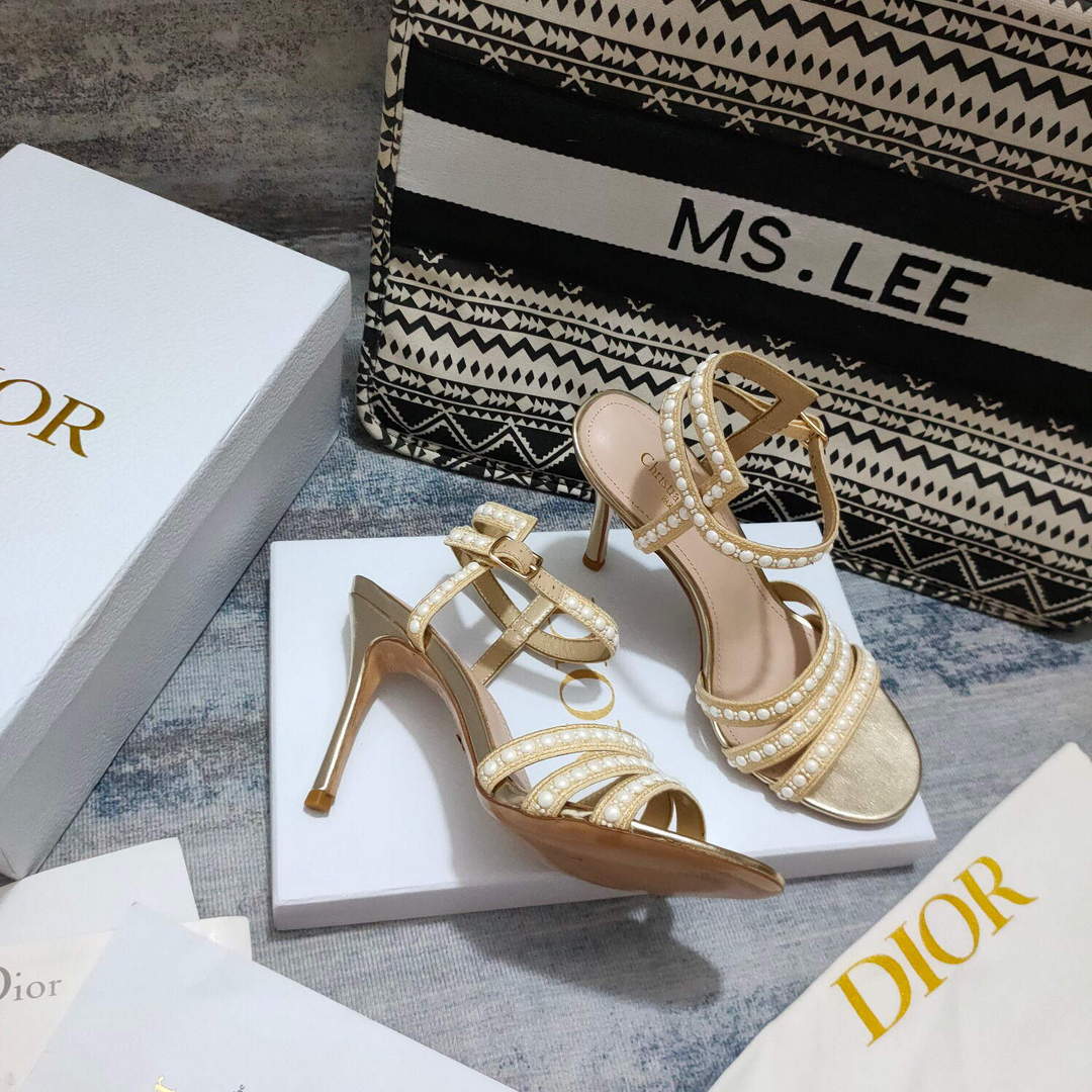 Dior Women's Shoes dior gem heeled sandal KCQ701PRM Gold | dior womens shoes dior gem heeled sandal kcq701prm 020