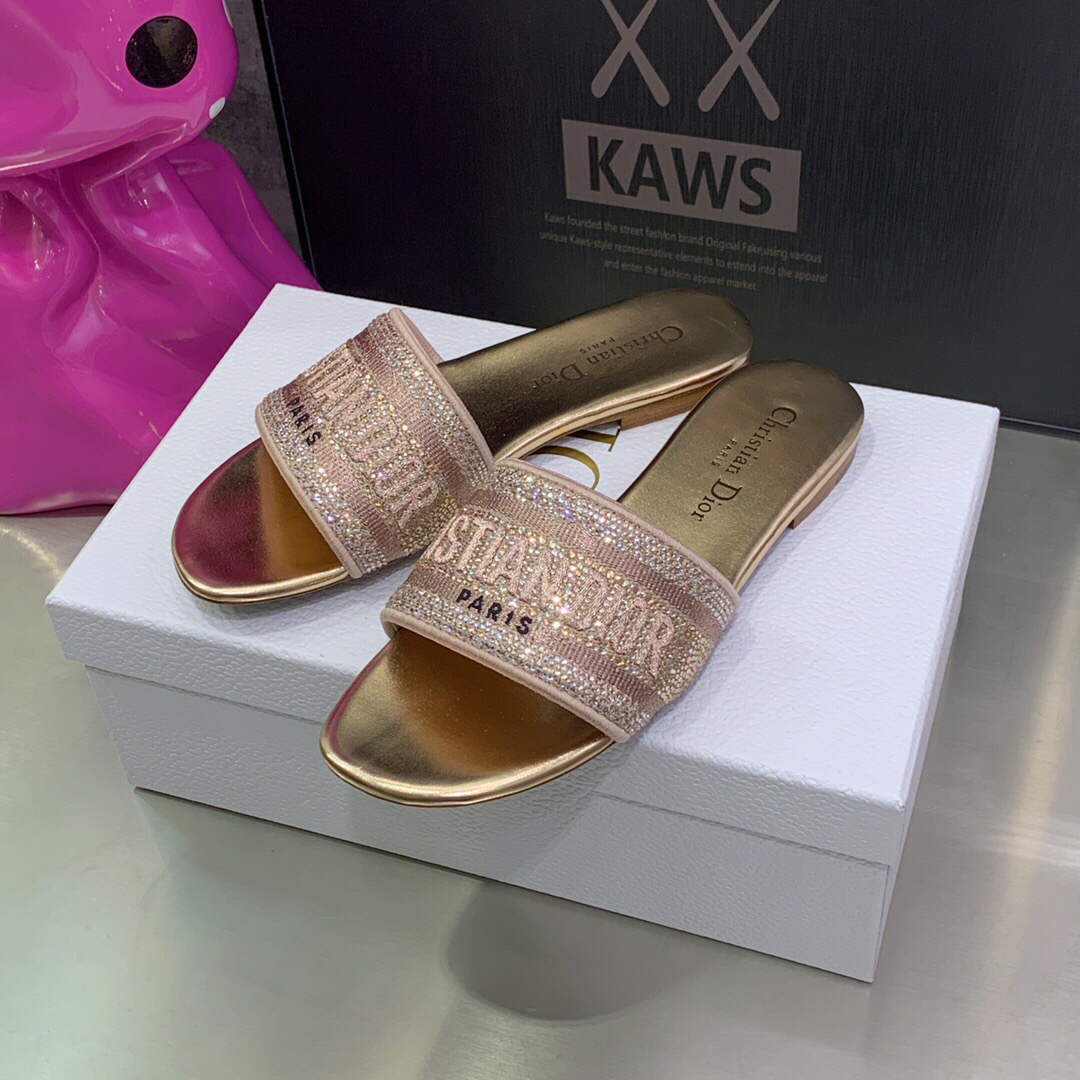 Dior Women's Shoes Dway Slide Diamond Embroidered KCQ166ERC Pink | dior womens shoes dway slide embroidered kcq166erc 003