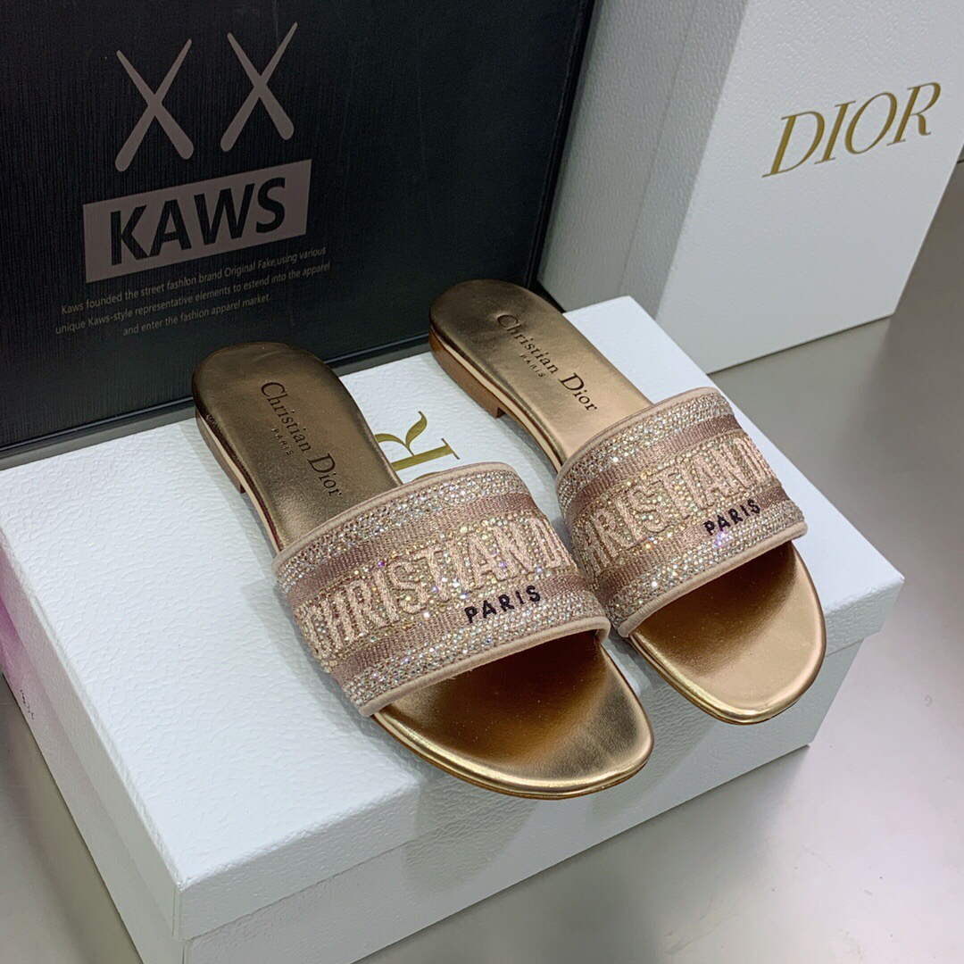 Dior Women's Shoes Dway Slide Diamond Embroidered KCQ166ERC Pink | dior womens shoes dway slide embroidered kcq166erc 004