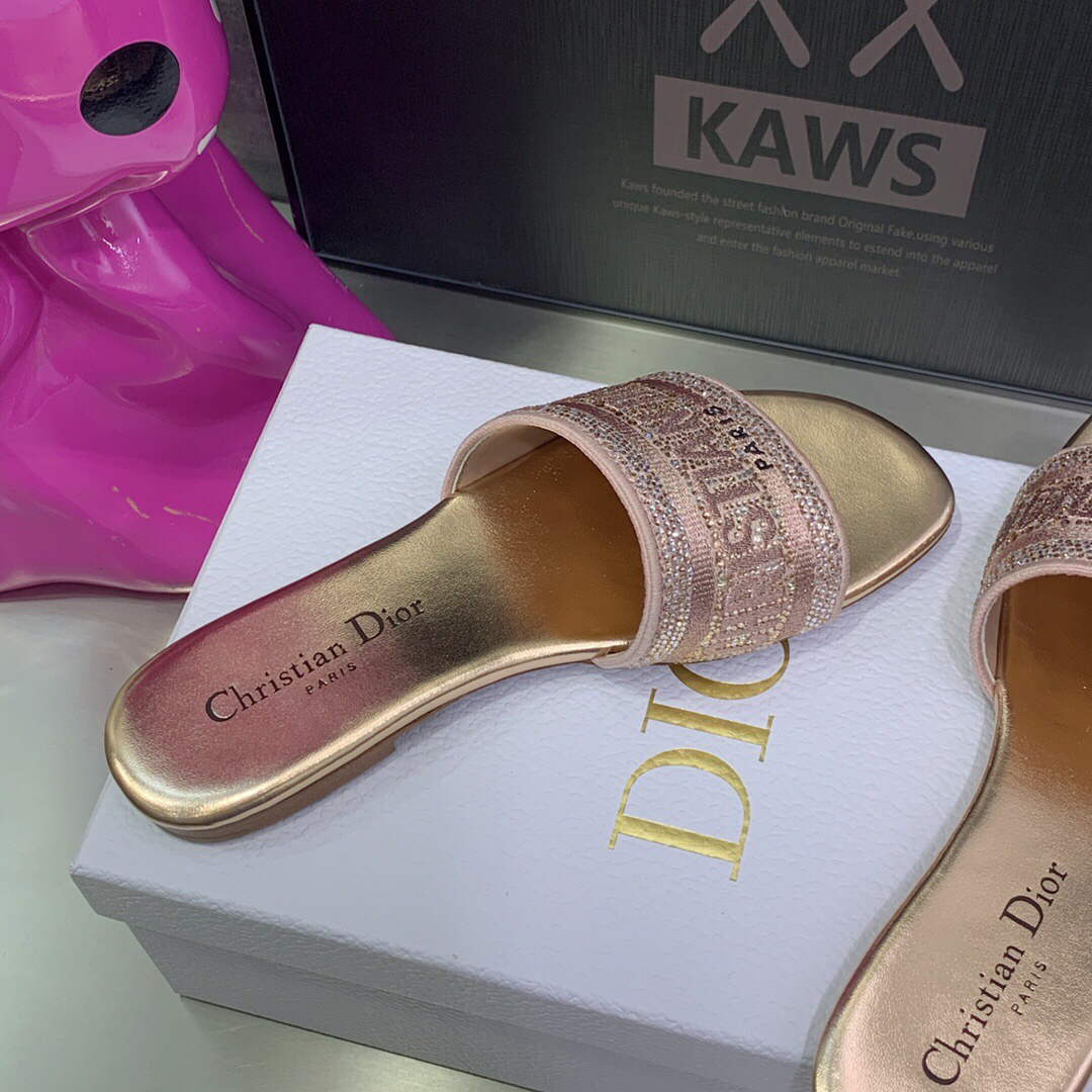 Dior Women's Shoes Dway Slide Diamond Embroidered KCQ166ERC Pink | dior womens shoes dway slide embroidered kcq166erc 005