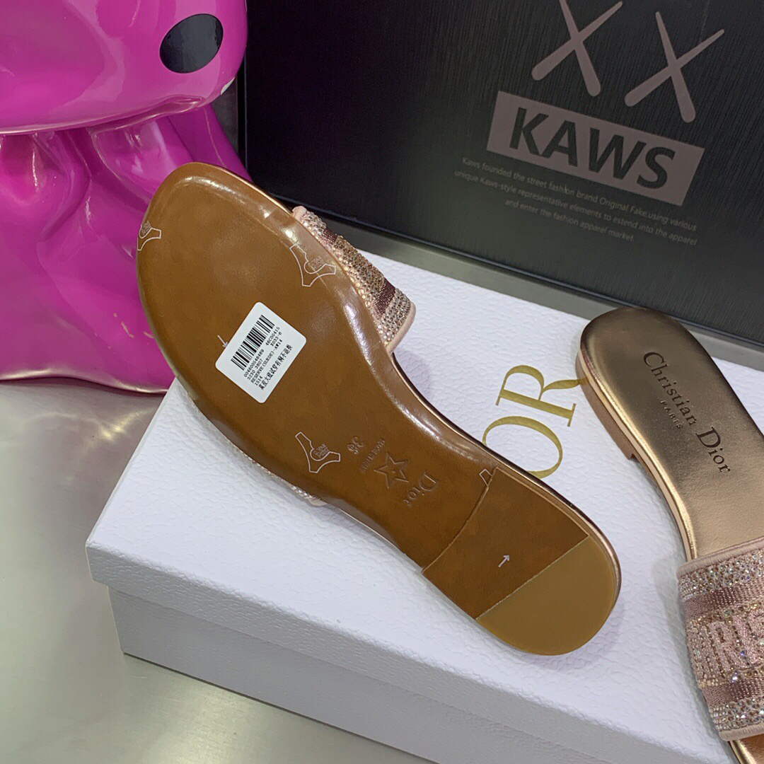 Dior Women's Shoes Dway Slide Diamond Embroidered KCQ166ERC Pink | dior womens shoes dway slide embroidered kcq166erc 009