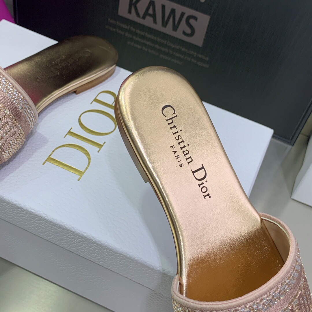 Dior Women's Shoes Dway Slide Diamond Embroidered KCQ166ERC Pink | dior womens shoes dway slide embroidered kcq166erc 010