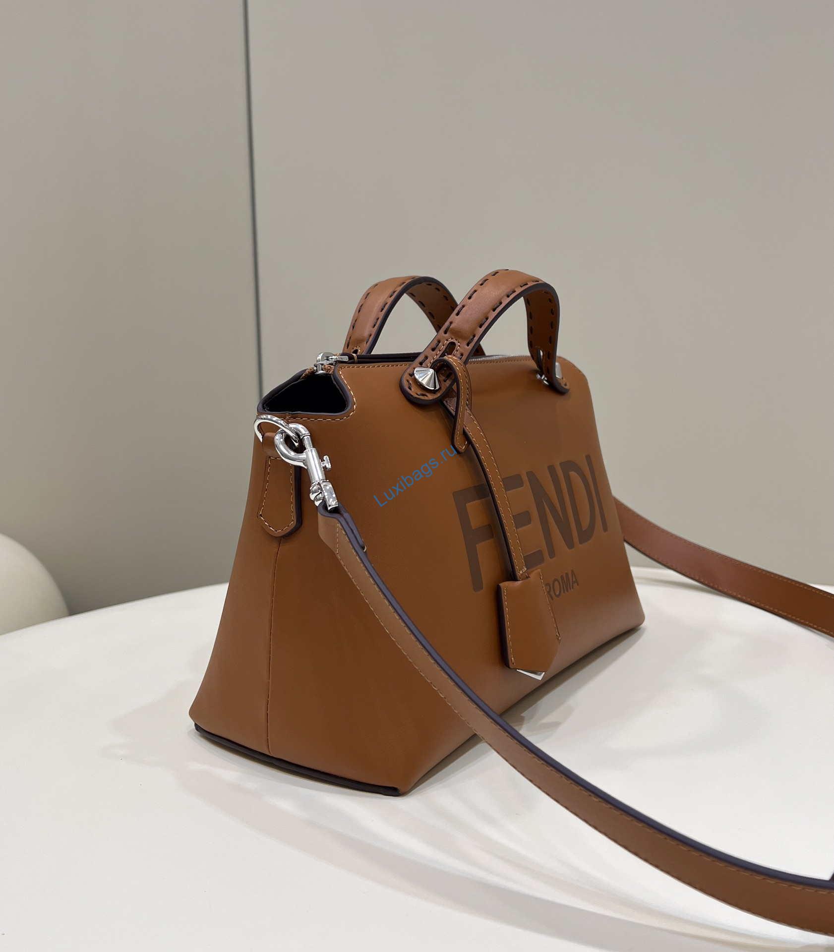 Fendi 8BL146 By The Way Medium Brown leather Boston bag | fendi 8bl146 by the way medium leather boston bag 030