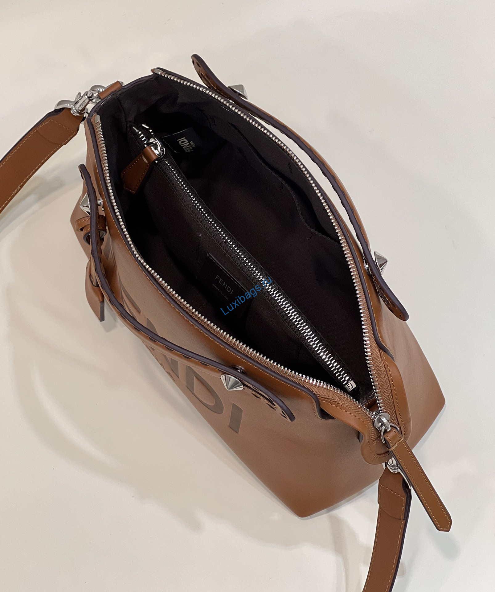 Fendi 8BL146 By The Way Medium Brown leather Boston bag | fendi 8bl146 by the way medium leather boston bag 036
