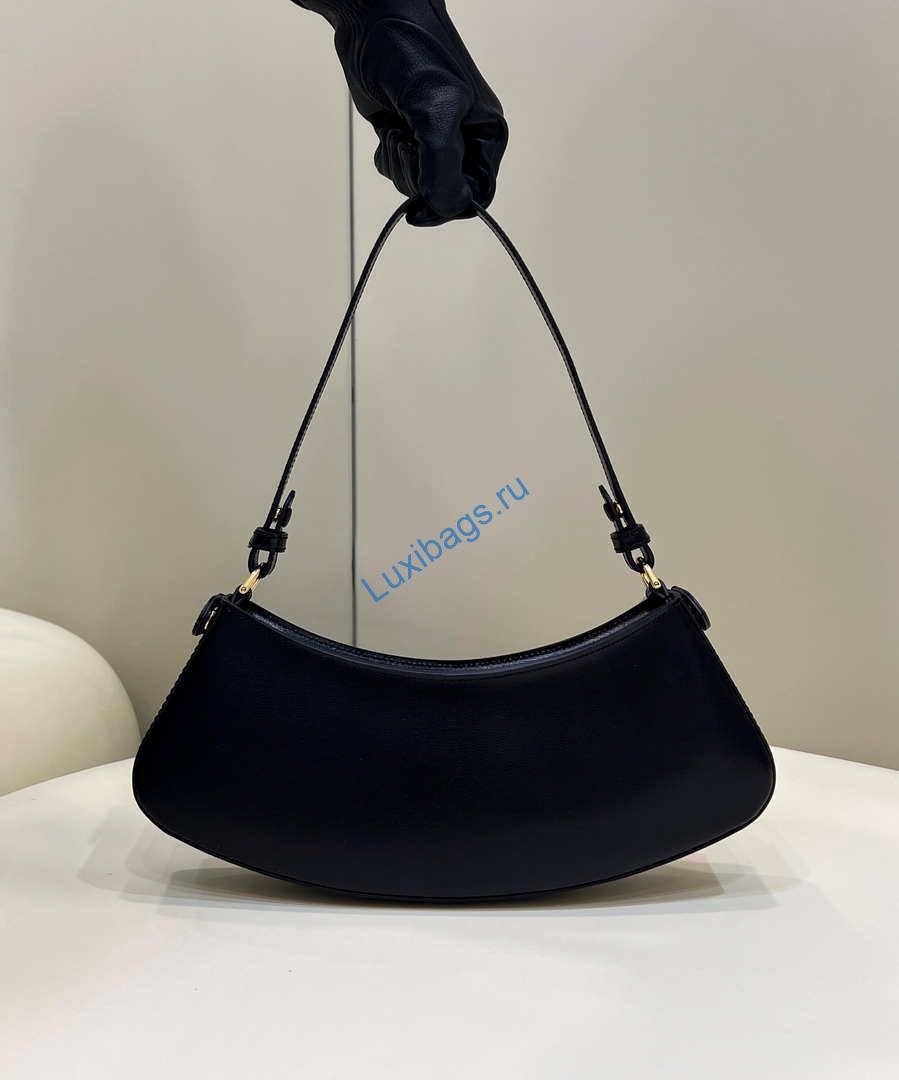 Fendi O'Lock Swing Camellia leather pouch 8BS068 Black | fendi olock swing camellia leather pouch 8bs068 black 002