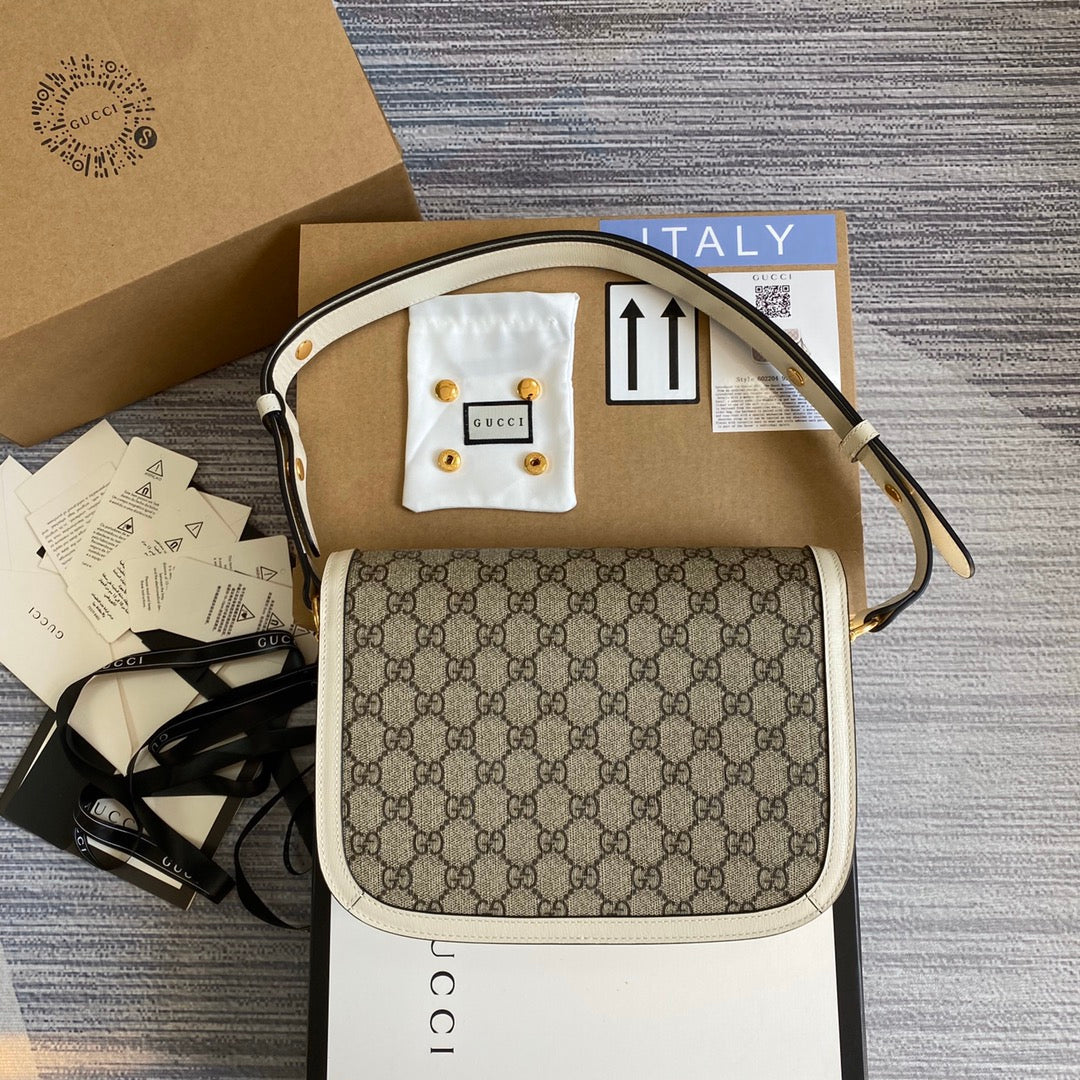 Gucci Horsebit 1955 shoulder bag 602204 Beige with white leather | gucci 602204 horsebit 1955 shoulder bag beige with white leather 02