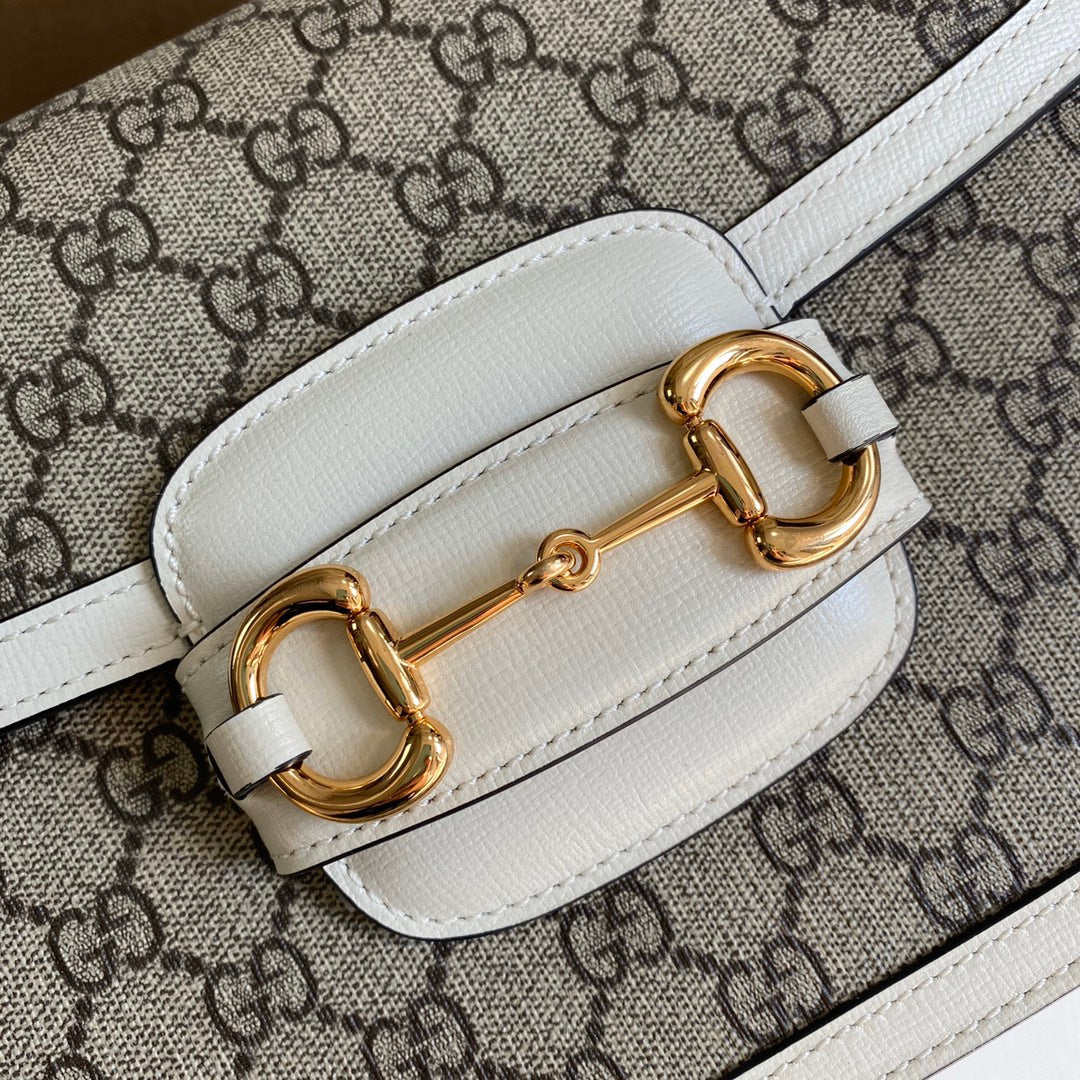 Gucci Horsebit 1955 shoulder bag 602204 Beige with white leather | gucci 602204 horsebit 1955 shoulder bag beige with white leather 04