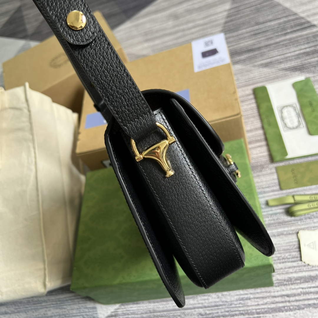 Gucci Horsebit 1955 shoulder bag 602204 Black and ivory GG denim jacquard | gucci 602204 horsebit 1955 shoulder bag black and ivory gg denim jacquard 03