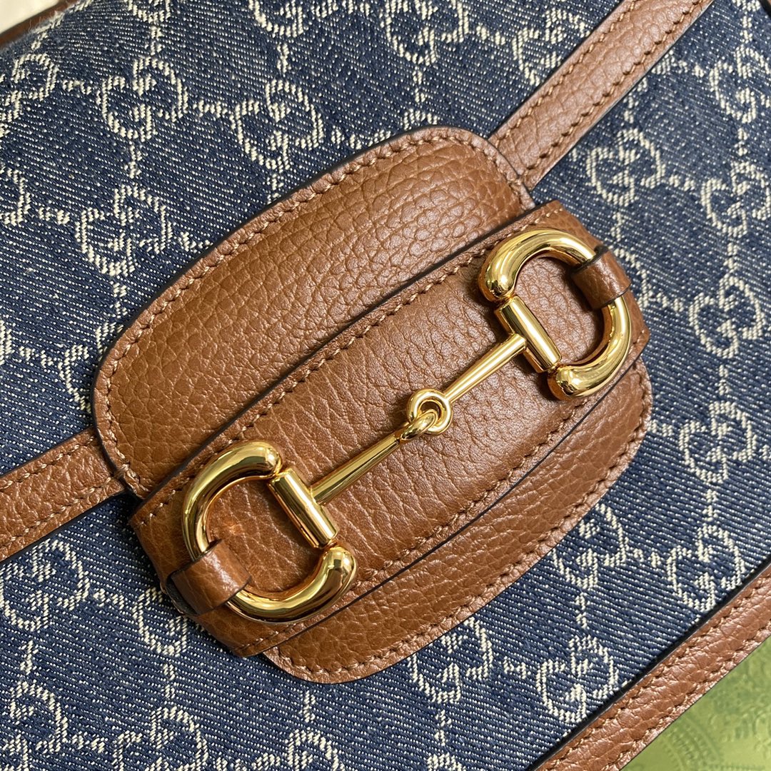 Gucci Horsebit 1955 shoulder bag 602204 blue with brown leather | gucci 602204 horsebit 1955 shoulder bag blue with brown leather 04